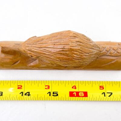 SMALL CARVED WOODEN BEAVER ON LOG - PORT JOLI, CANADA?