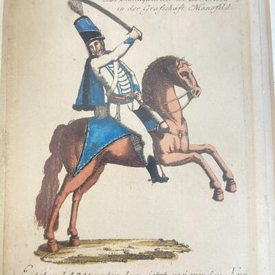 Pair of 18th Century Hussar Hand Colored Engravings