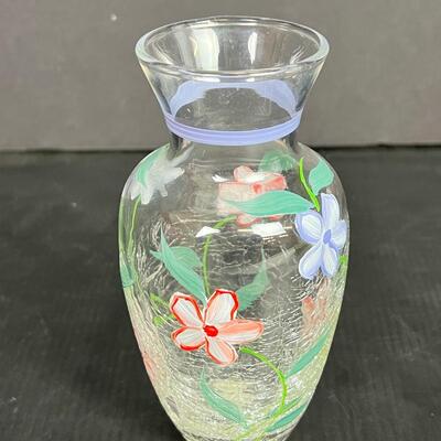 199. Vintage Red & White Handblown Wine Glasses & Vase