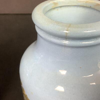 202  Pair of Antique Blue Glaze Pottery Prattware Mustard Jars