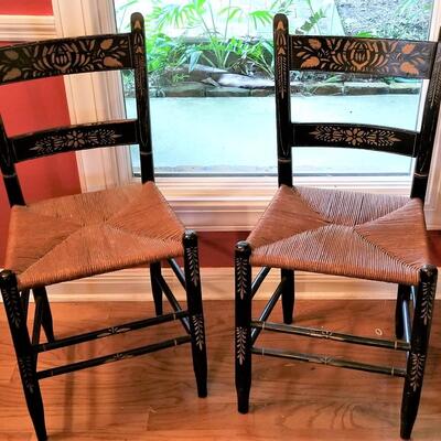 Lot #64  Nice Pair of Rush Bottom Chairs