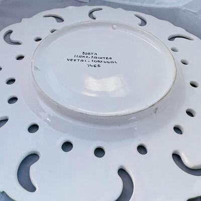 Lot of Three Numbered Vestal Portugal Pierced Edge Decorative or Serving Platter