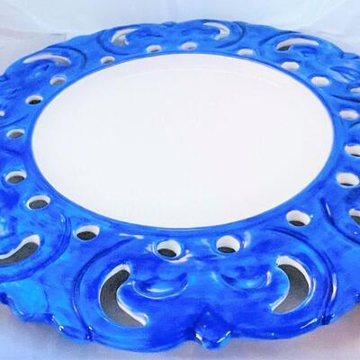 Lot of Three Numbered Vestal Portugal Pierced Edge Decorative or Serving Platter