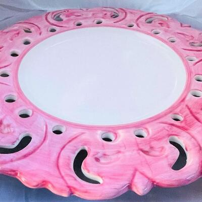 Lot of Three Numbered Vestal Portugal Pierced Edge Decorative or Serving Platter