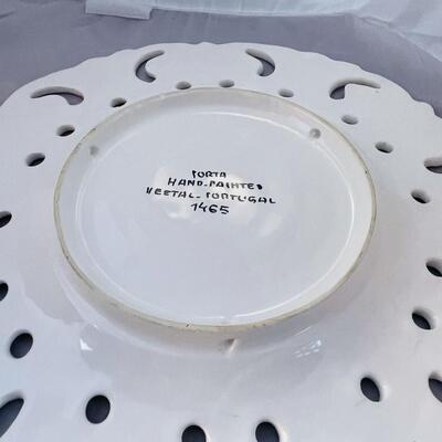 Lot of Three Numbered Vestal Portugal Pierced Edge Decorative or Serving Platter