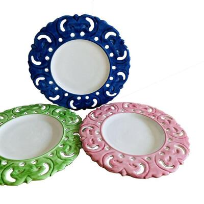 Lot of Three Numbered Vestal Portugal Pierced Edge Decorative or Serving Platter
