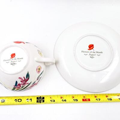 SPODE â€œAUGUSTâ€ FLOWER TEACUP & SAUCER SET