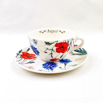 SPODE â€œAUGUSTâ€ FLOWER TEACUP & SAUCER SET