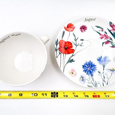 SPODE â€œAUGUSTâ€ FLOWER TEACUP & SAUCER SET