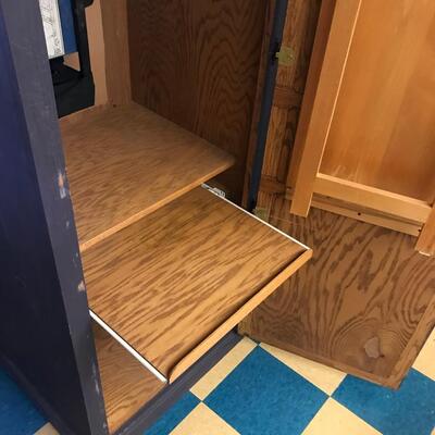 Furniture: Tall wooden cabinet, pull out drawer for keyboard, fold down table for additional work space.;26.5x22.25 x 68