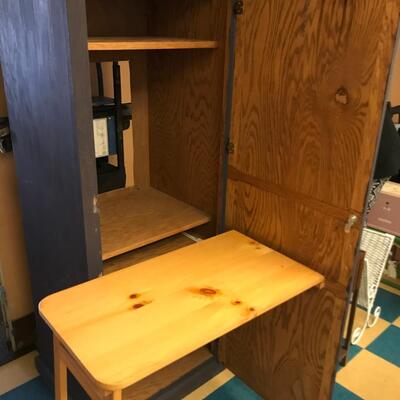 Furniture: Tall wooden cabinet, pull out drawer for keyboard, fold down table for additional work space.;26.5x22.25 x 68