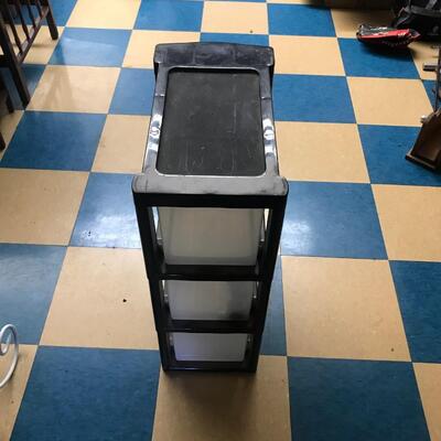 organization storage:1 Plastic 3 drawer storage ;