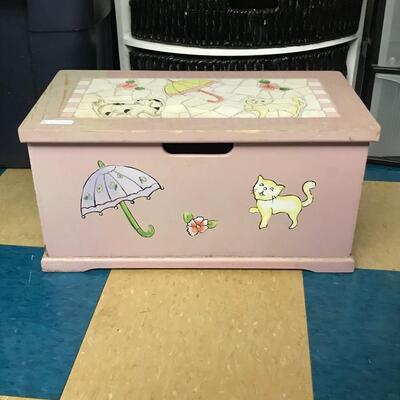 wood box storage: pink, functional, wooden storage box with mosaic, hinged & hydraulic lid, hand painted;