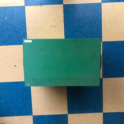 wood box storage: green, functional, wooden, box for storage, hand painted, hinged lid ;