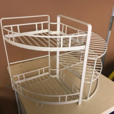 organization storage:Box Lot- Metal, Multi basket rack, has some superficial wear and tear on top that has no effect on function, see...