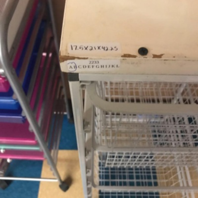 organization storage:Box Lot- Metal, Multi basket rack, has some superficial wear and tear on top that has no effect on function, see...