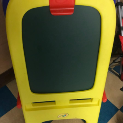 child toys:1- Crayola double sided, hard plastic, dry erase and chalkboard ;