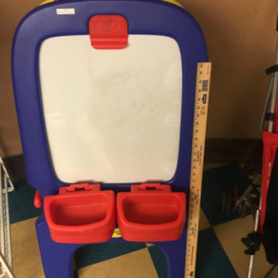 child toys:1- Crayola double sided, hard plastic, dry erase and chalkboard ;
