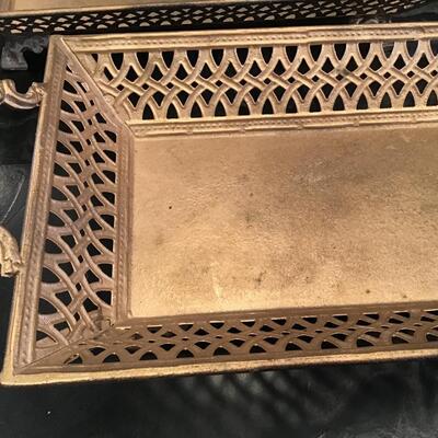 K136 - Two Metal Gold Trays