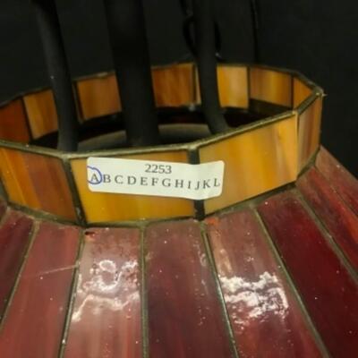 antique / vintage: stained glass and metal hanging lamp, vintage;