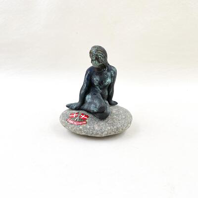 SMALL MERMAID ON STONE FIGURINE - COPENHAGEN DENMARK