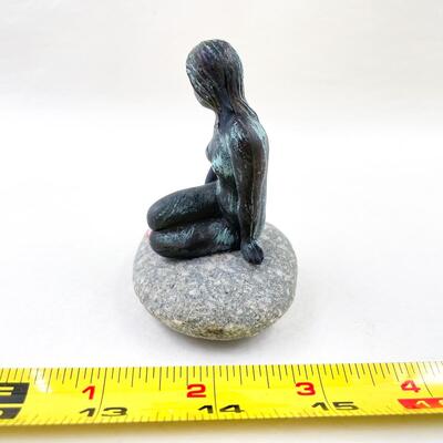 SMALL MERMAID ON STONE FIGURINE - COPENHAGEN DENMARK