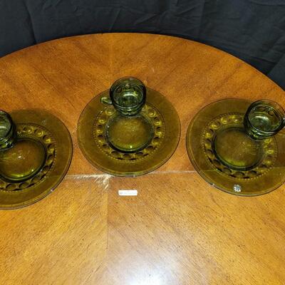 kitchen:3 Green Cup and Saucer;