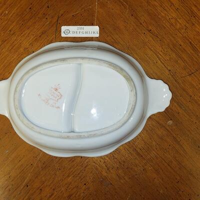 Serving Ware:Box Lot Assorted cups, saucers, serving dish;