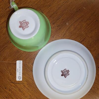 Serving Ware:Box Lot Assorted cups, saucers, serving dish;