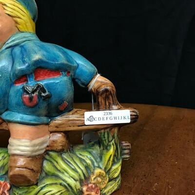 home decor:2 2 vintage figurines, boy and girl, hand painted, 1970's;