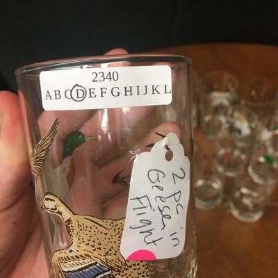 glass / crystal:9 geese in flight drinking glasses;