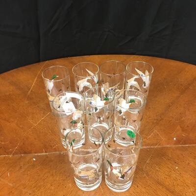 glass / crystal:9 geese in flight drinking glasses;