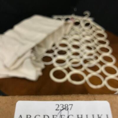 closet organizers: scarf holders, hanging cloth shelves;