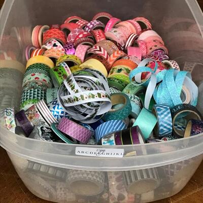 crafts: huge plastic container full of washi tape;