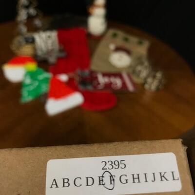 christmas: candle holder, noel stocking holder, stress poppers, stocking, snowmen, 2 metallic candle holders;