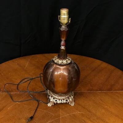 Vintage lamp: vintage brown glass bowl lamp;