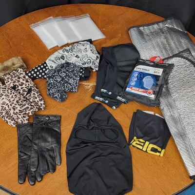 Clothing:Box lot Misc outdoor gear; motorcycle gear; gloves; ;
