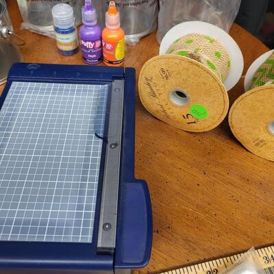 Crafting:Box Lot Assorted Crafting Items: Photo Calendar Kit, containers with lids;