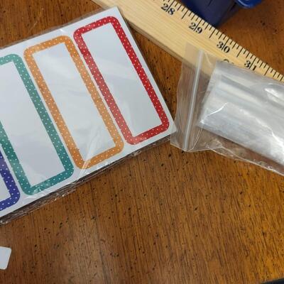 Crafting:Box Lot Assorted Crafting Items: Photo Calendar Kit, containers with lids;