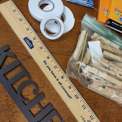 Crafting:Box Lot Assorted Crafting Items: Photo Calendar Kit, containers with lids;
