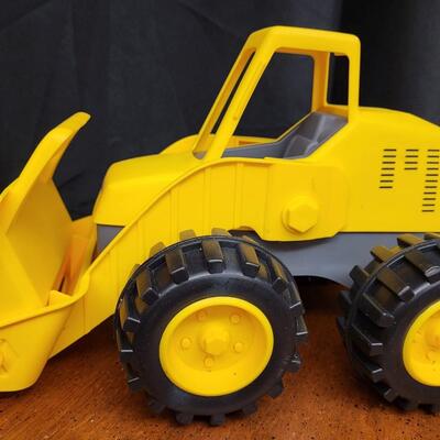 Children:Box Lot Assorted Kids Items: Toy Story TWIN? bedding; Yellow plastic tractor toy; HESS truck;