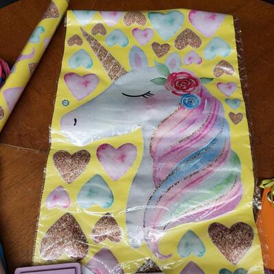 Children:Box Lot PJs, wall pockets, socks, stickers, misc;