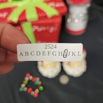 Christmas:Box Lot Merry Christmas Cookie jar; Lights, 2 Santa candle holders, misc;