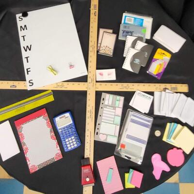 Office:Box Lot Post its, weekly calendar, index cards;