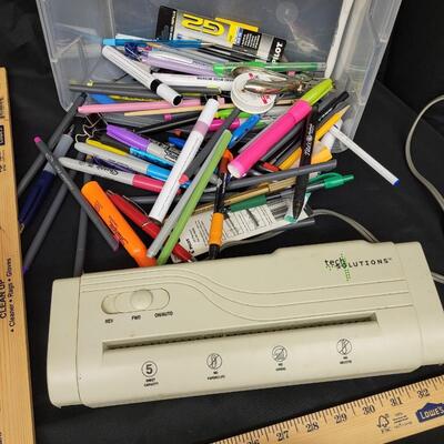 Office:Box Lot Desk organizer, envelopes, monitor stand;