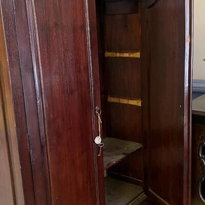 1 unbranded Vintage locking wood cabinet / bookcase / project piece, has key; back is off but can be reattached with nails. 