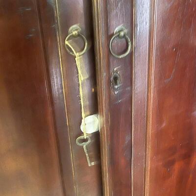 1 unbranded Vintage locking wood cabinet / bookcase / project piece, has key; back is off but can be reattached with nails. 