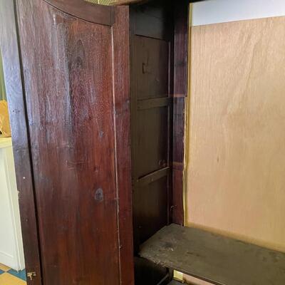 1 unbranded Vintage locking wood cabinet / bookcase / project piece, has key; back is off but can be reattached with nails. 