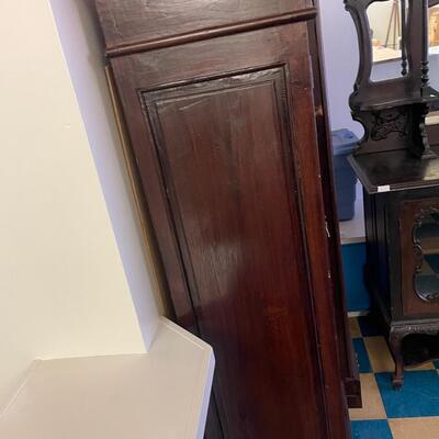 1 unbranded Vintage locking wood cabinet / bookcase / project piece, has key; back is off but can be reattached with nails. 