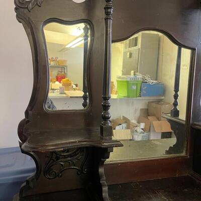1 unbranded Antique Wood China Cabinet / Buffet, 1800's Some minor damage as shown in photos 